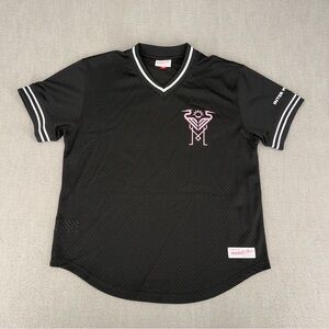 Inter Miami CF Mitchell Ness Black Mesh V-Neck Jersey Baseball Shirt Soccer MLS